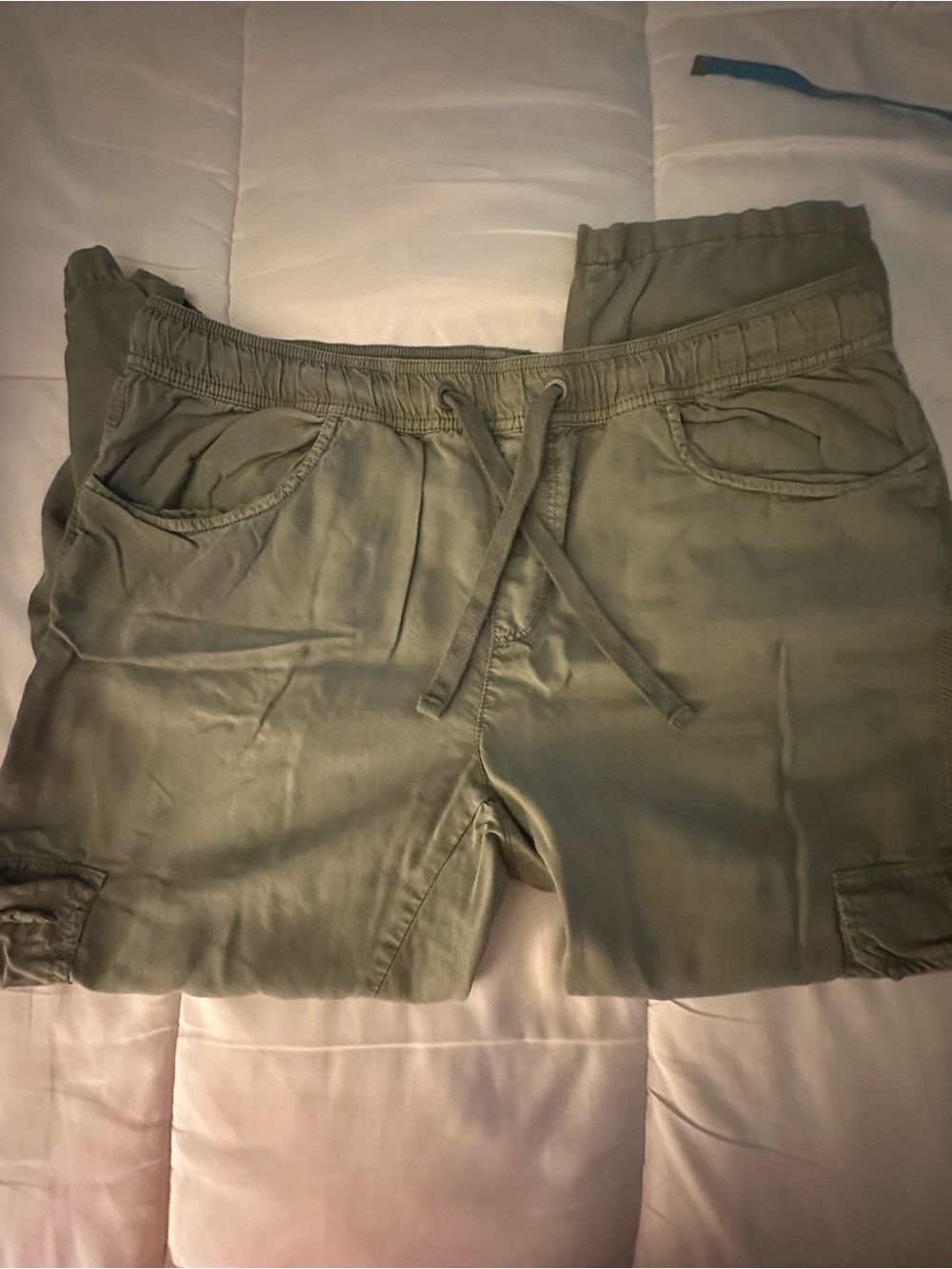 Olive Green Drawstring Cargo Pants